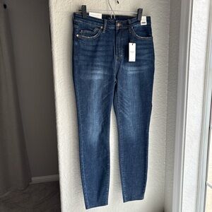 Judy Blue Dark Wash Blue High Rise Skinny Fit Raw Hem Jeans 11/30 NWT